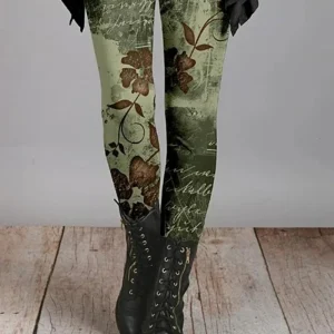 Höstriga bohemiska retro leggings med etniska tryck – Ziva