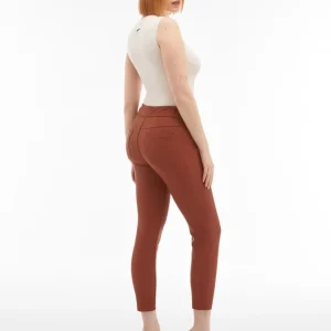 N.O.W. Comfort Mid Waist Skinny 7/8 Vegan Leather Pant - Rustic Brown