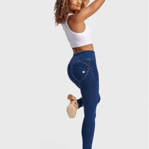 WR.UP Push-Up High Waist Skinny Denim Jeans - Denim Dark Blue - Yellow Seam