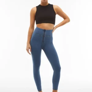 WR.UP Push-Up High Waist Skinny 7/8 Denim Jeans - Denim Light Blue - Yellow Seam