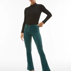 WR.UP Push-Up Regular Waist Mini Flare Vegan Leather Pant - Dark Sea Green