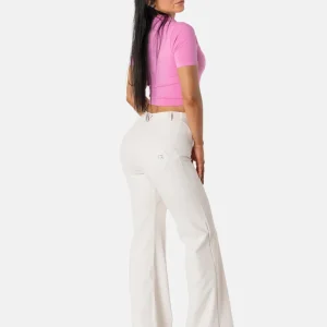 WR.UP Push-Up Regular Waist Super Flare Vegan Leather Pant - White Sand