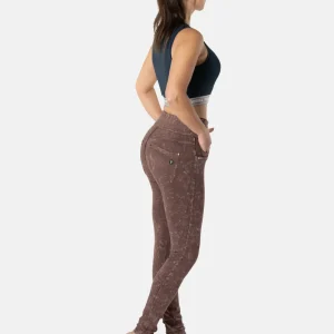 N.O.W. Yoga High Waist Skinny Denim Jeans Marble Dyed - French Roast Brown