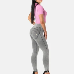 WR.UP Push-Up High Waist Skinny Denim Jeans - Denim Gray - Black Seam