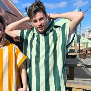 Randig Grön Badponcho