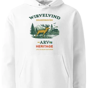 Ekologisk hoodie vit | Skandinavisk Arv – Wirvelvind