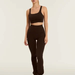 Seamless Push-Up High Waist Flare Leggings - Demitasse Brown - Made in Italy