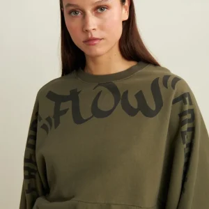 Oversized cropped sweatshirt with large Flow print