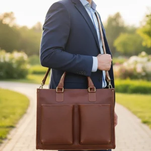 Laptopväska tillverkad av naturligt läder - BusinessTote