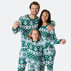 Julstickad Grön Julpyjamas Familj