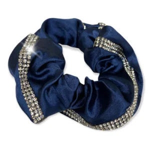 Satin Deluxe Crystal Hair Scrunchie, sammetstofs kristaller