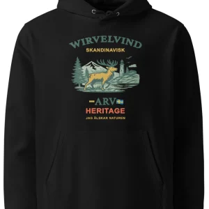 Ekologisk hoodie svart | Skandinavisk Arv – Wirvelvind