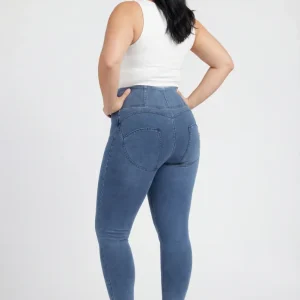 WR.UP Curvy Push-Up High Waist Skinny Denim Jeans - Denim Light Blue - Blue Seam