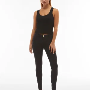 WR.UP Push-Up Regular Waist Skinny Denim Jeans - Denim Black - Black Seam