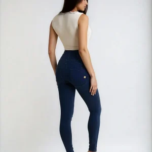 WR.UP Push-Up High Waist Skinny Denim Jeans - Denim Dark Blue - Blue Seam