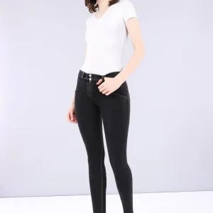 WR.UP Push-Up Regular Waist Skinny Denim Jeans - Denim Black - Yellow Seam