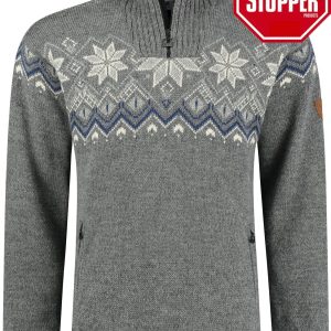 Fongen vindtät och vattenavvisande herrtröja i ull – Grå