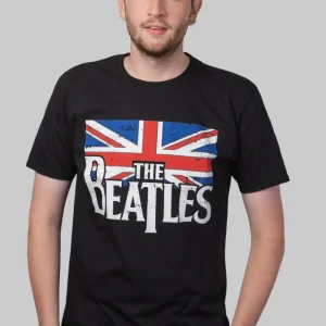 T-shirt Beatles "Vintage Flag" Svart