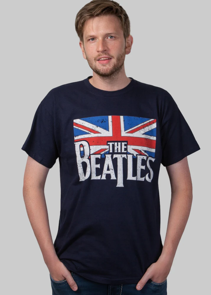 T-shirt Beatles "Vintage Flag" blå - Bild 2