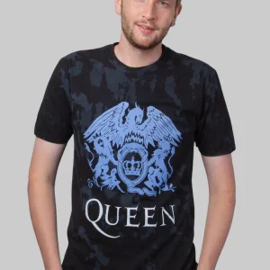 T-shirt Queen "Blue Crest" Dip Dye, Svart