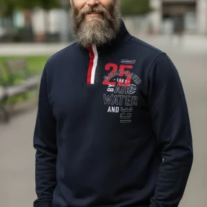 Troyertröja med band och konstverk i Frozen Marinblå