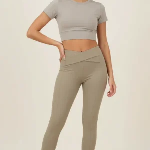 WR.UP Push-Up High Waist Skinny Vegan Leather Pant With Crossed Waist Band - Irish Cream Beige