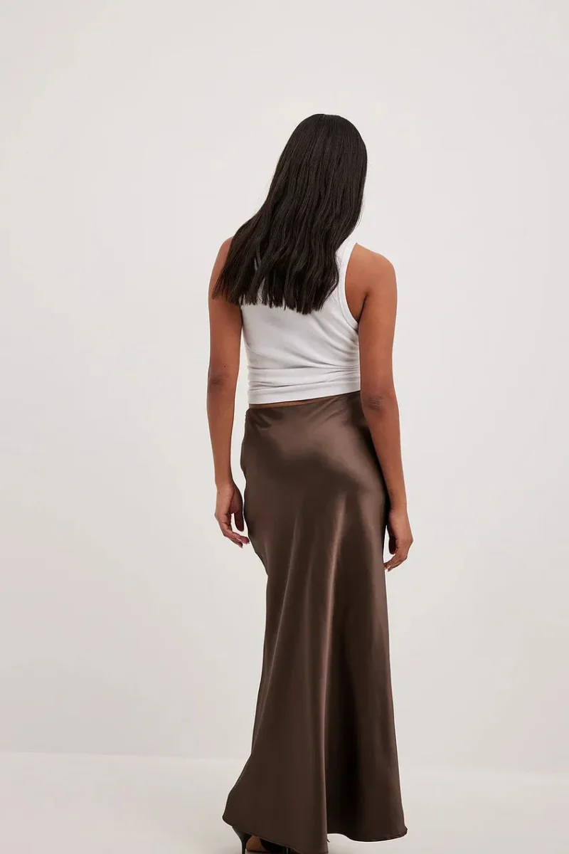 Höstlig satin kjol med hög midja - Leona - Bild 9